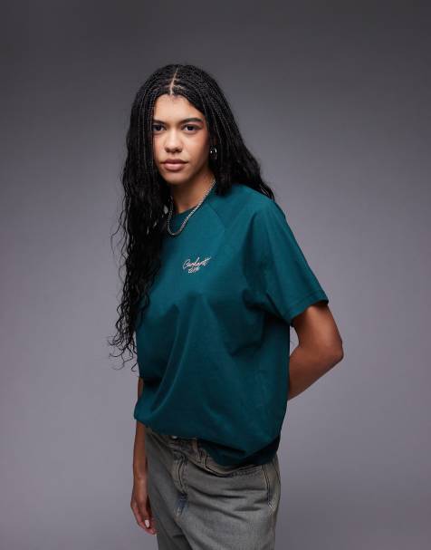 Camiseta verde con logo de texto Signature de Carhartt WIP - view 1