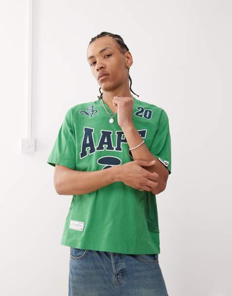 Camiseta verde con logo deportivo de punto liso de AAPE BY A BATHING APE® - view 1