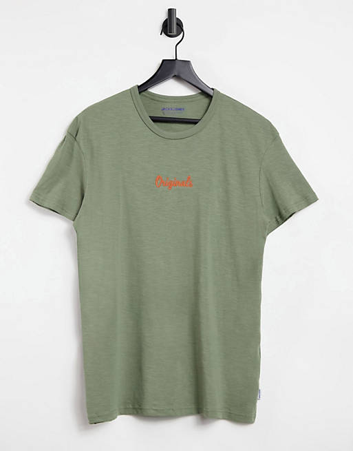 Camiseta verde con logo neón de Jack & Jones Originals