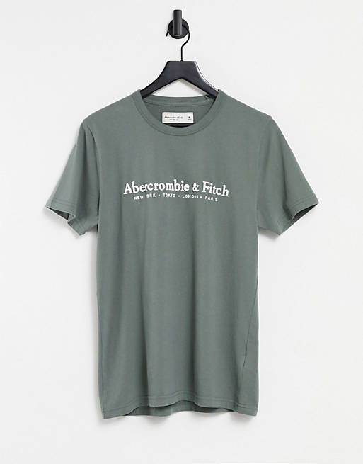 Camiseta verde con logo técnico en relieve de Abercrombie & Fitch