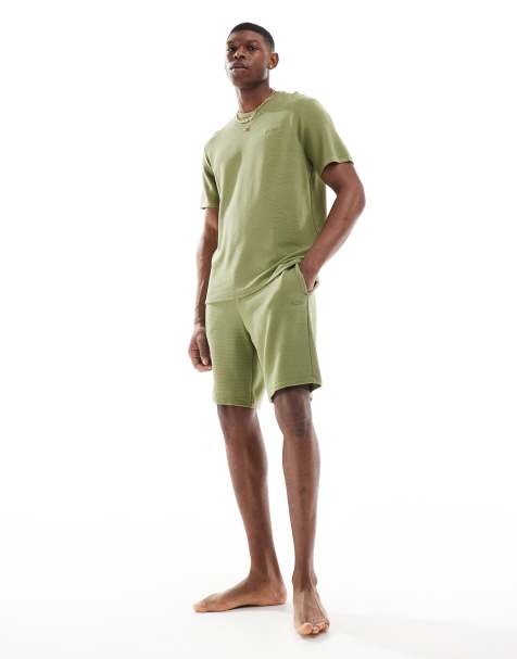 Camiseta verde de canalé de BOSS Bodywear (parte de un conjunto) - view 1