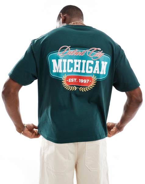 Camiseta verde de corte cuadrado extragrande con estampado gráfico de ciudad de ASOS DESIGN - view 1