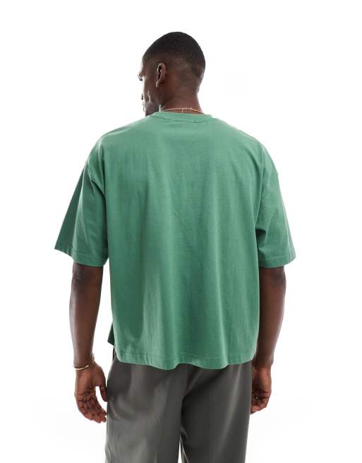Camiseta verde de corte cuadrado extragrande con estampado gráfico deportivo de ASOS DESIGN, 4 de 4