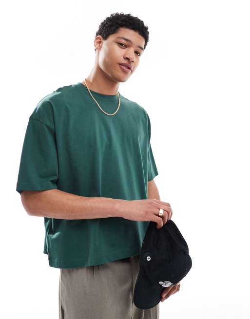 Camiseta verde de corte cuadrado extragrande con estampado gráfico floral de ASOS DESIGN, 2 de 4