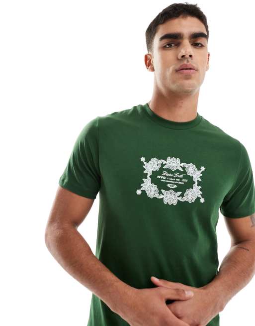 Camiseta verde de corte estándar con estampado en la parte delantera de ASOS DESIGN