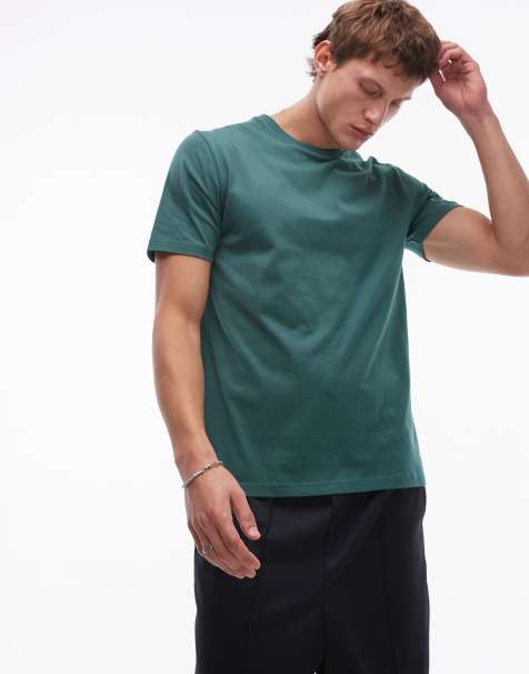 Camiseta verde de corte estándar de Topman - view 1