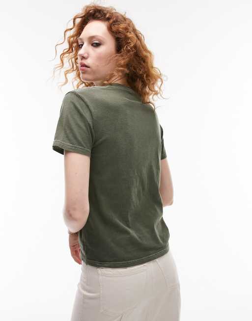 Camiseta verde de corte slim con estampado gráfico "Louvre Paris" de Topshop , 3 de 4