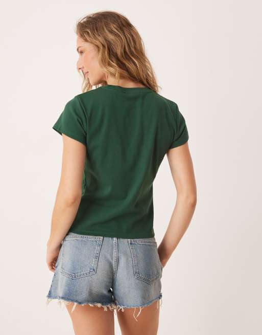 Camiseta verde de estilo años 90 con diseño encogido de Cotton On , 4 de 4