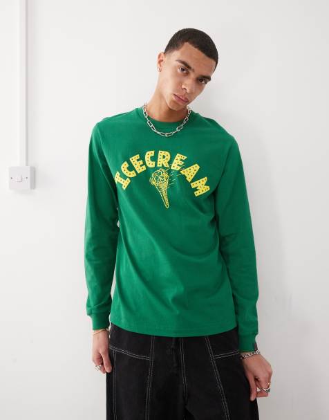 Camiseta verde de manga larga con estampado de cono de ICECREAM - view 1