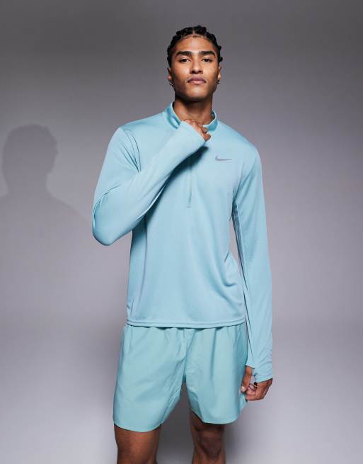 Camiseta verde de manga larga con media cremallera Dri-FIT Pacer de Nike Running