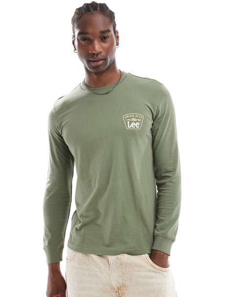 Camiseta verde de manga larga de estilo worker con estampado trasero del logo Union Alls de Lee - view 1