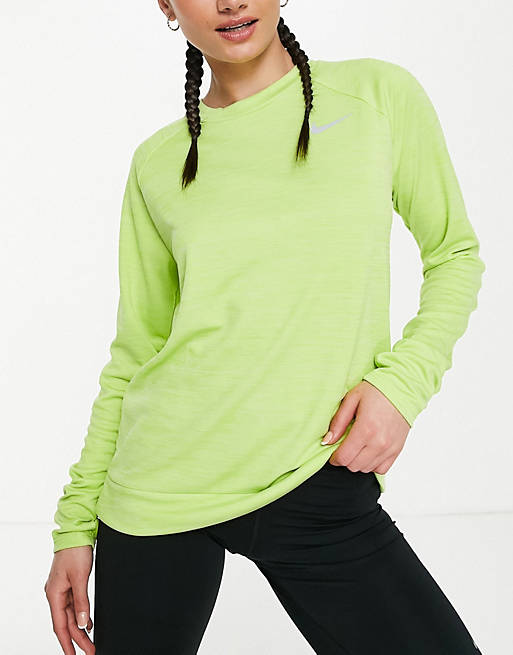 Mujer Running | Camiseta verde de manga larga Dri-FIT Pacer de Nike Running - RN89489