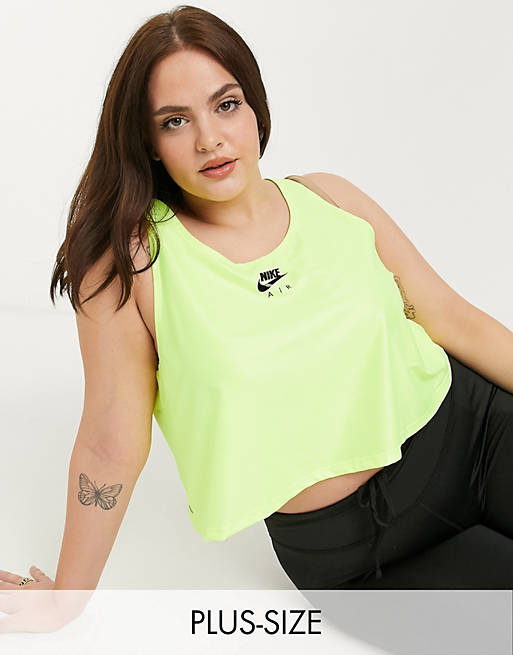 Mujer Tops | Camiseta verde de tirantes con logo de malla Air Running Plus de Nike - QL08991