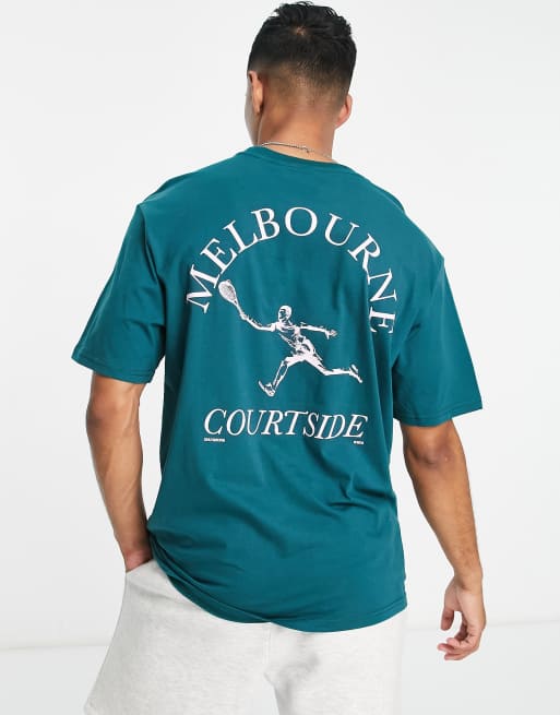 Camiseta verde extragrande con estampado 