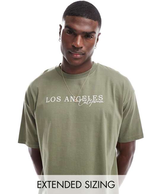 Camiseta verde extragrande con estampado de nombre de ciudad en la parte delantera de ASOS DESIGN
