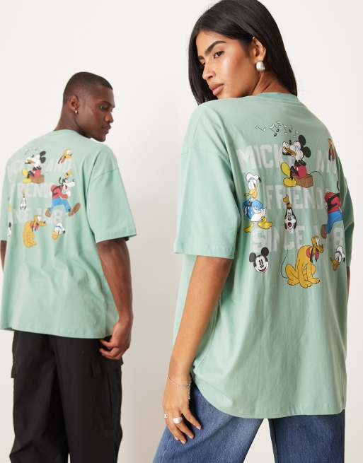 Camiseta verde extragrande con estampado de personajes de Disney de ASOS DESIGN