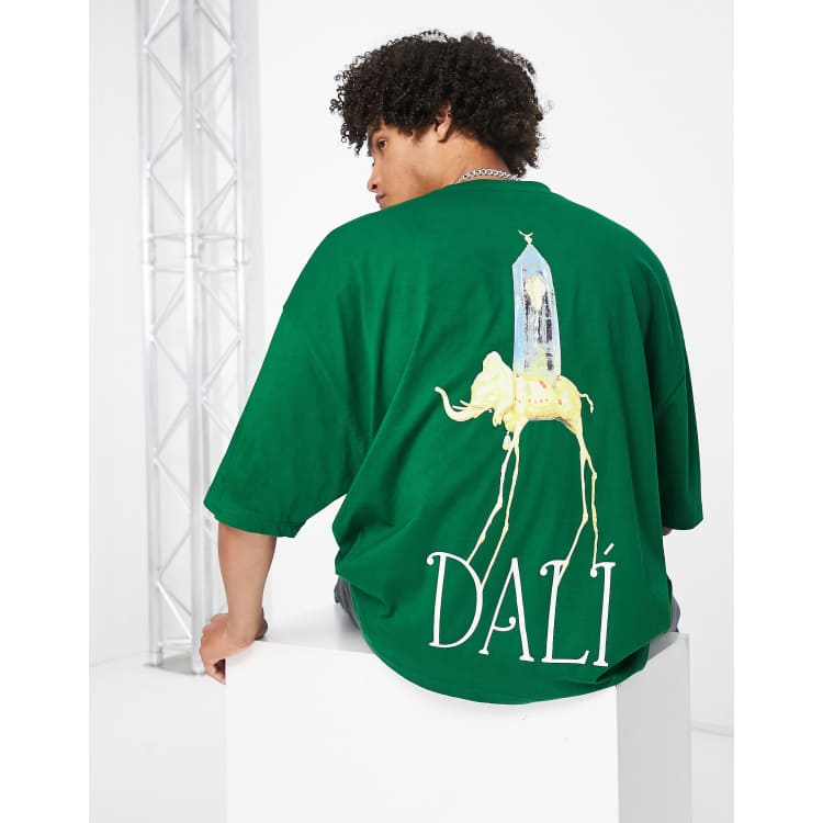 Camiseta verde extragrande estampado de Salvador Dalí de ASOS DESIGN ASOS