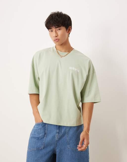 Camiseta verde extragrande con estampado en relieve de ASOS DESIGN