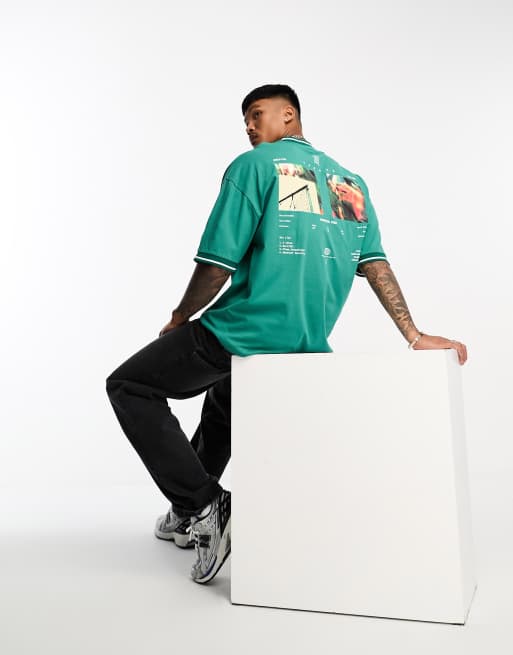 Camiseta verde extragrande con estampado fotográfico en la parte posterior de ASOS DESIGN