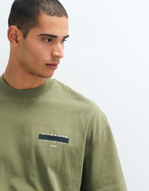 Camiseta verde extragrande con logo bordado Redact de AllSaints, 3 de 5