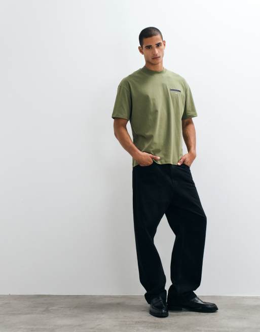 Camiseta verde extragrande con logo bordado Redact de AllSaints, 4 de 5