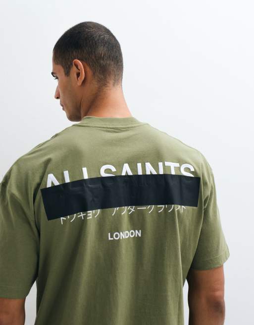 Camiseta verde extragrande con logo bordado Redact de AllSaints, 5 de 5