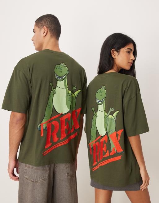 Camiseta verde extragrande unisex con estampado de Rex de "Toy Story" de Disney Pixar de ASOS DESIGN, 4 de 4
