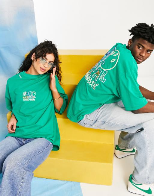Camiseta verde extragrande unisex con estampado gráfico y logo de ASOS Daysocial