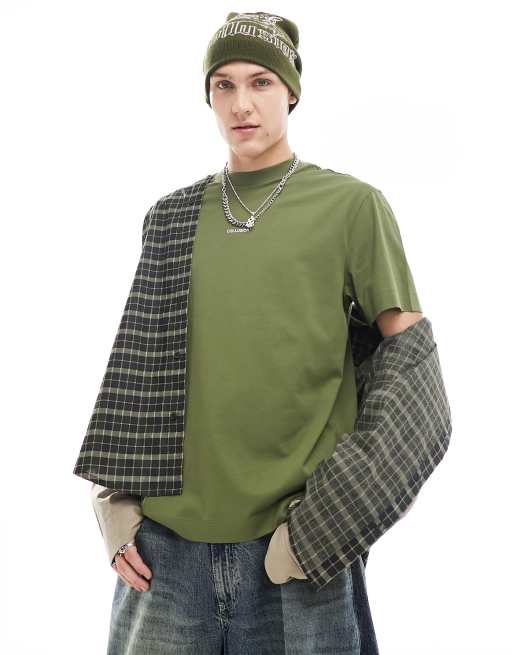 Camiseta verde holgada con logo de COLLUSION
