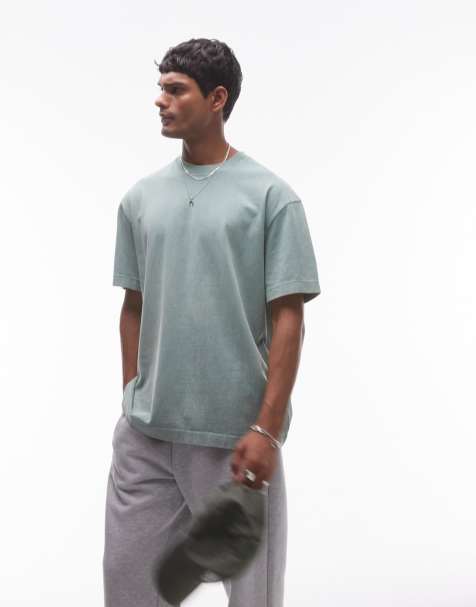 Camiseta verde lavado extragrande de Topman - view 1
