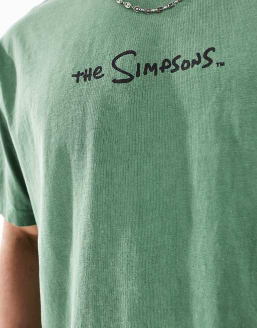 Camiseta verde lavado unisex extragrande con estampado de Homer en arbusto de "Los Simpson" de ASOS DESIGN, 4 de 4