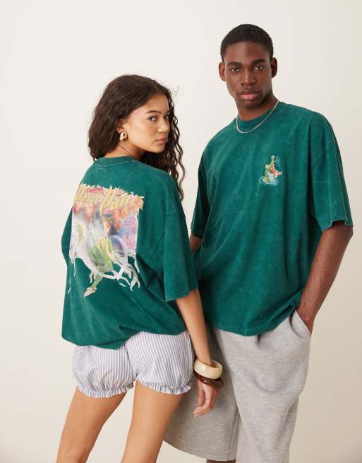 Camiseta verde lavado unisex extragrande con estampado de "Peter Pan" de Disney de ASOS DESIGN, 4 de 4