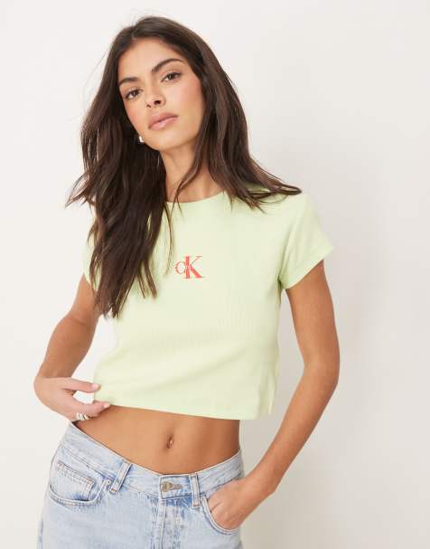 Camiseta verde lima con diseño encogido y logo de monograma de Calvin Klein Jeans - view 1