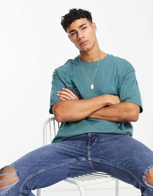 Camiseta verde medio de corte extragrande de New Look