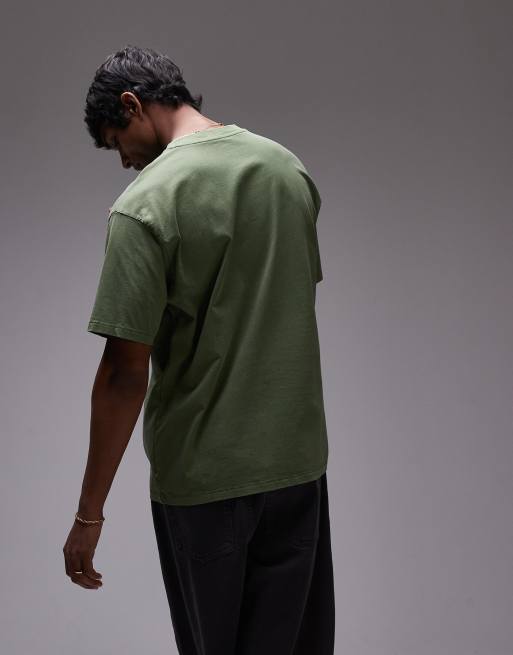 Camiseta verde medio holgada con logo y acabado tintado de estilo vintage Red Tab de Levi's, 4 de 4