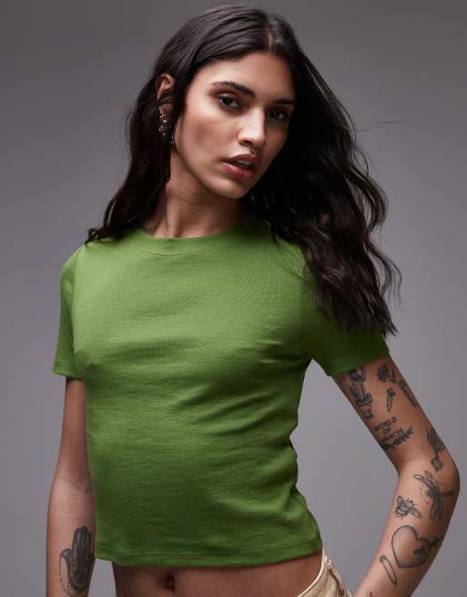 Camiseta verde oliva con diseño encogido Everyday de Topshop , 3 de 4