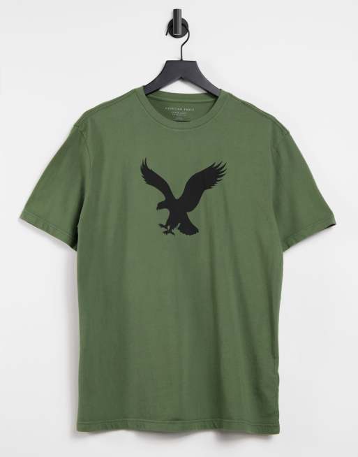 Camiseta verde oliva con logo grande de águila de American Eagle | ASOS