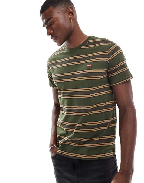 Camiseta verde oscuro a rayas con logo de murciélago Original de Levi's - view 1