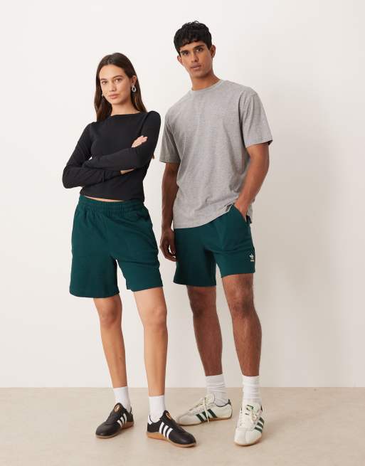 Camiseta verde oscuro básica de punto gofrado de adidas Originals