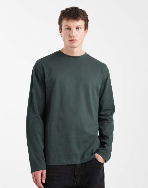 Camiseta verde oscuro básica holgada de manga larga Essentials de ASOS DESIGN - view 1