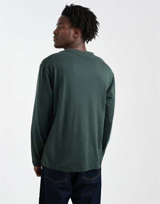 Camiseta verde oscuro básica holgada de manga larga Essentials de ASOS DESIGN, 3 de 5