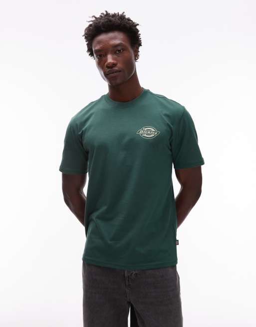 Camiseta verde oscuro con estampado gráfico abstracto rosa en la espalda Paradise de Dickies, 3 de 5