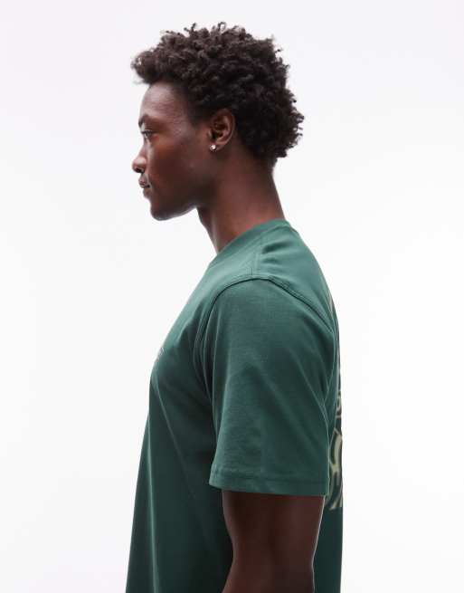 Camiseta verde oscuro con estampado gráfico abstracto rosa en la espalda Paradise de Dickies, 4 de 5