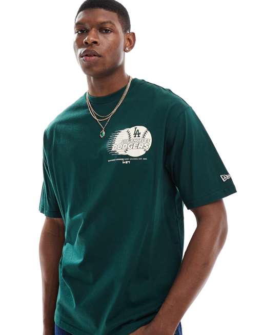 Camiseta verde oscuro con estampado gráfico de béisbol de los LA Dodgers de New Era, 2 de 4