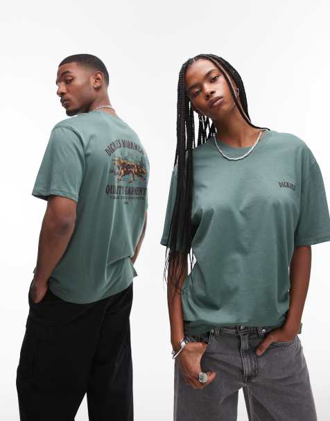 Camiseta verde oscuro con estampado gráfico trasero Wolf Country exclusiva en ASOS de Dickies - view 1