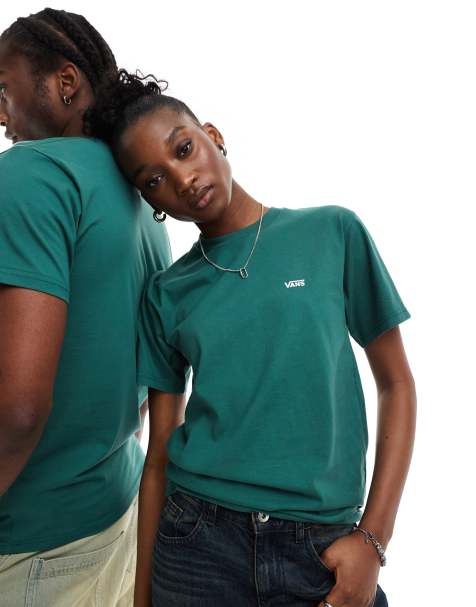 Camiseta verde oscuro con logo en la parte izquierda del pecho de Vans - view 1