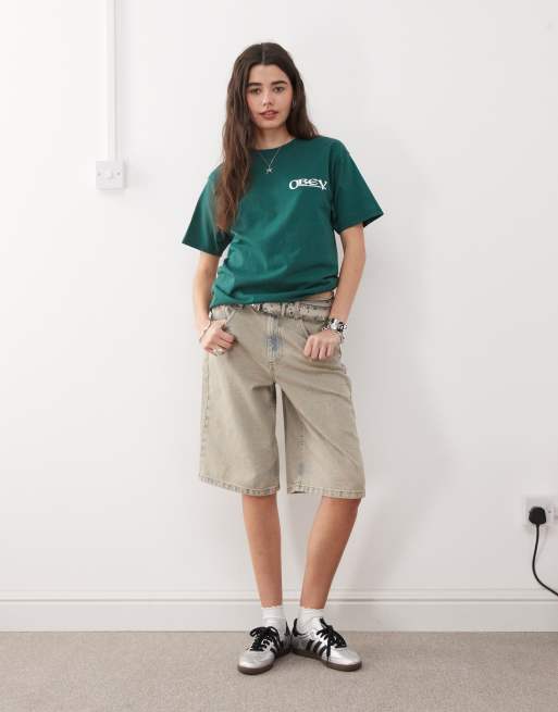 Camiseta verde oscuro con logo gráfico y estampado trasero Sensory de Obey, 4 de 4