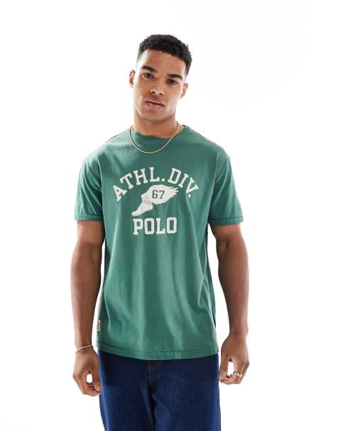 Camiseta verde oscuro de corte clásico extragrande con aplicación "Athletic" de logo con alas de Polo Ralph Lauren - view 1