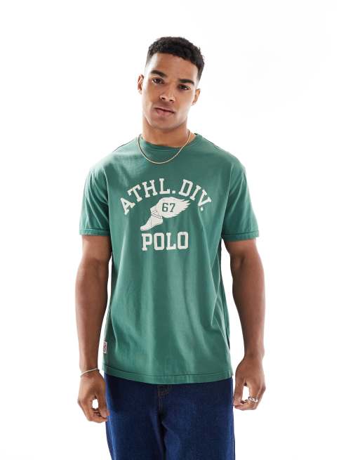 Camiseta verde oscuro de corte clásico extragrande con aplicación deportiva de logo con alas de Polo Ralph Lauren