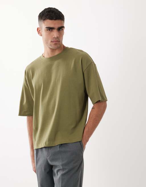 Camiseta verde oscuro de corte cuadrado extragrande de tejido grueso de ASOS DESIGN, 3 de 5